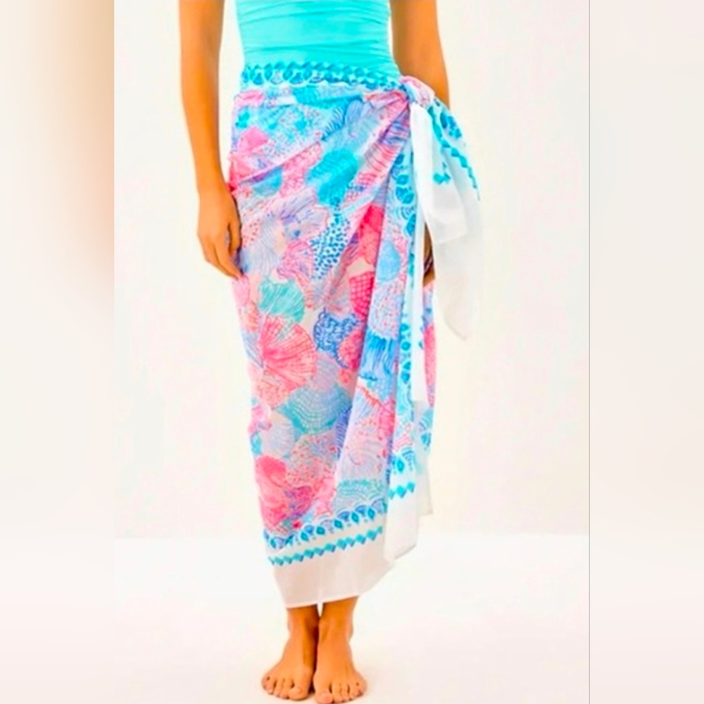 NWT Lilly Pulitzer Pink and Blue Swim Sarong Wrap Cover